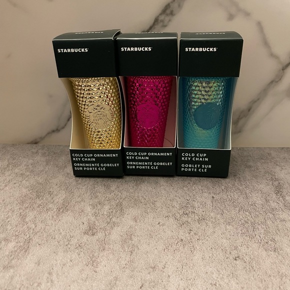 Starbucks Set of Three Studded Tumbler Keychains/Ornaments- NWT - Picture 2 of 4